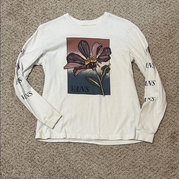 Vans Tops - Vans White Long Sleeve with Floral Graphic